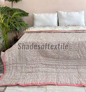 Indian Handmade Block Print Cotton Kantha Quilt