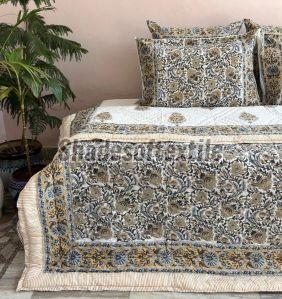 Jaipuri Hand Block Print Floral Cotton Bed Quilt