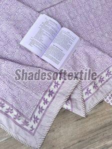 Lavender Hand Block Printed Cotton Dohar