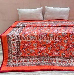 Multicolor Cotton Floral Printed Kantha Quilt