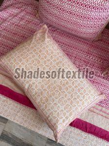 Pink Block Printed Cushion and Pillow Cover set