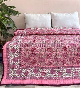 Pink Floral Print Quilt