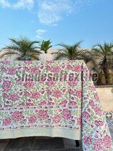 Pink Floral Printed Table Cover Cloth