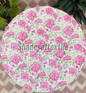 Pink Floral Round Tablecloth