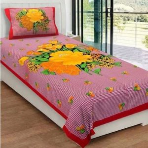 Floral Print Cotton Single Bed Sheet