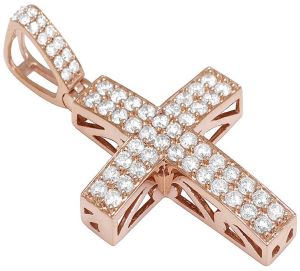 10K Diamond Rose Gold Cross Pendants for Men