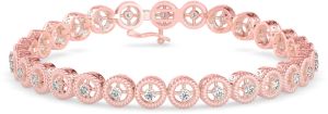 10k Rose Gold Party Wear Round Diamond Bracelet