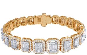 10k Rose Gold Round and Baguette diamonds 12.5ct Bracelet