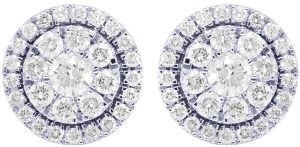 10k White Gold Charming Round Diamond Earrings