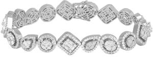 10k White Gold with 9ct Mixed Shape Diamonds Bracelet