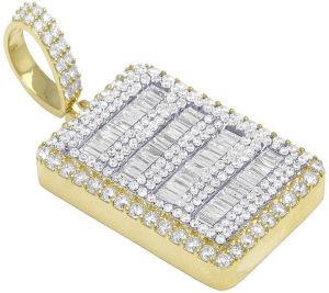 10K Yellow Gold 4.00 Carat Rectangle Hiphop Pendant