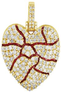 10K Yellow Gold Broken Heart Diamond Pendant