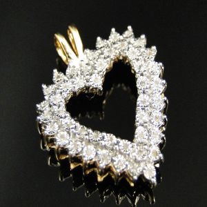 10K Yellow Gold Round Diamond Heart Pendant for Women