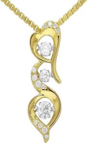 10K Yellow Gold Round Diamond Women Heart Pendant