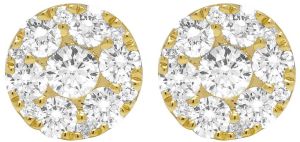 10k Yellow Gold Stunning Pave Round Diamond Earrings