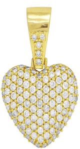 10k Yellow GoldRound Diamond Pendant for Heart Shap Wear Party Wear Gift for Him