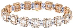 14k Rose Gold Baguette And Round Diamond Bracelet