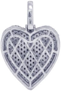 14K White Gold Round Diamond Heart Pendant