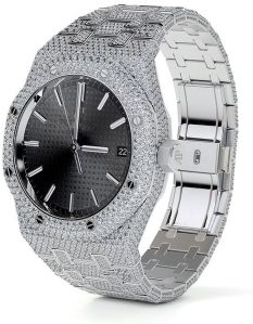 Audemars Piguet Royal Oak Black Dial Iced Out Diamond Watch