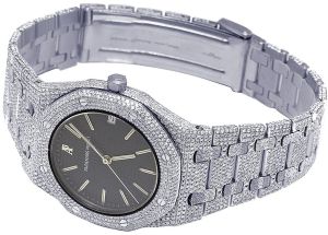 Audemars Piguet Royal Stainless Steel Black Dial Diamond Watch