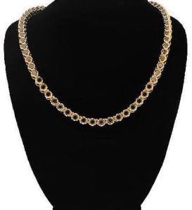 Black Moissanite Diamond Studded In Sterling Rose Gold Plated Tennis Chain