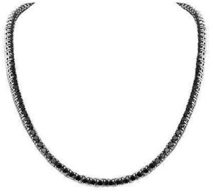 Black Moissanite Diamond Tennis Chain In Sterling Silver White Gold Plated