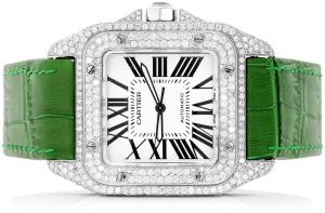 Cartier ledger belt Santos De Cartier Large Model Custom Diamond Watch