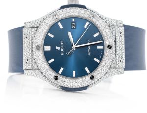 Hublot Classic Fusion Diamond Blue Rubber Strap Watch