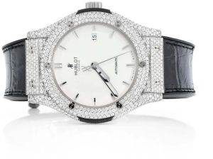 hublot classic round diamond stud watch