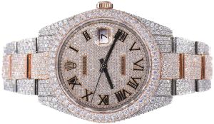 Luxury Designer Diamond Studded Two Tone Diamond Fully Iced Out Watch