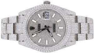 Mens Rolex Moissanite Diamond Watch