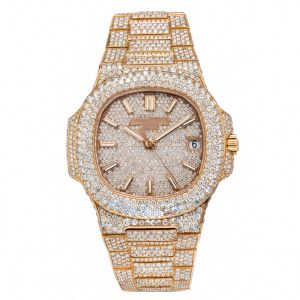 Moissanite Iced Out Sapphire Crystal Glass Automatic Watch