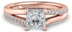 Princess Cut Diamond Solitaire Engagement Ring With Wedding Ring