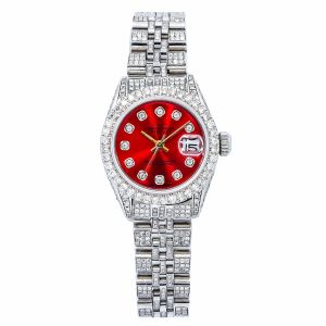 Rolex Oyster Perpetual Datejust Crimson Red Sunburst Dial Watch