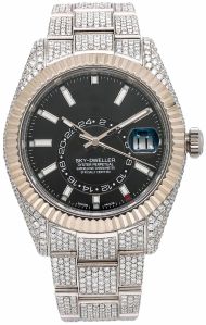 rolex oyster perpetual sky-dweller silver tone bezel watch