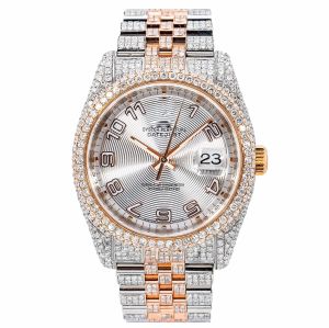 Rolex Rose & Silver Tone Diamond studded watch