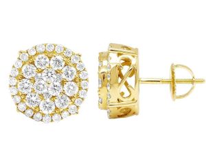 Round Diamond Stud Earrings 10k Yellow Gold