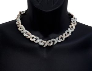 Sterling Silver Diamond Cuban Chain 46.5 Carats of VVS1 Clarity