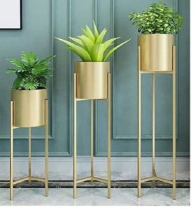 Golden Planter with Stand