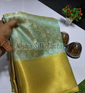 Golden Border Banarasi Tissue Soft Silk Saree