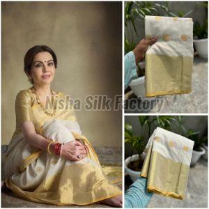 Neeta Ambani Mam Banarasi Cotton Zari Border Soft Silk Saree