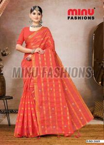 Siroski Embroidered Cotton Saree