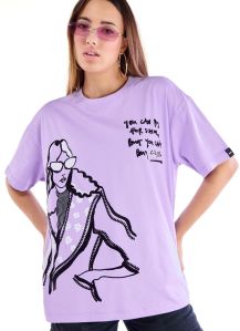 Ladies Cotton Purple Oversize T Shirt