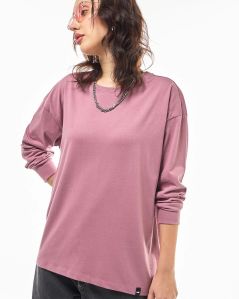 Ladies Full Sleeve Plain Oversized T Shirt