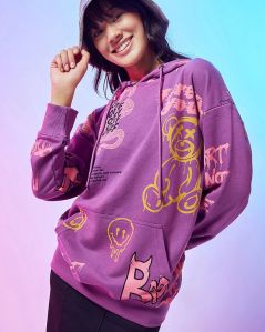 Ladies Printed Full Sleeve Hoodie