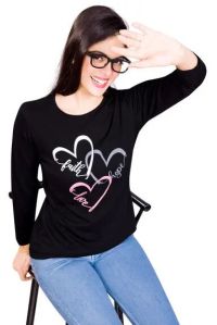 Ladies Printed Full Sleeve T Shirt