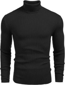 Mens Black High Neck Sweater