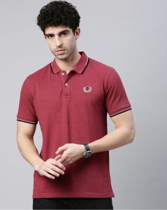 Mens Maroon Polo Neck T Shirt