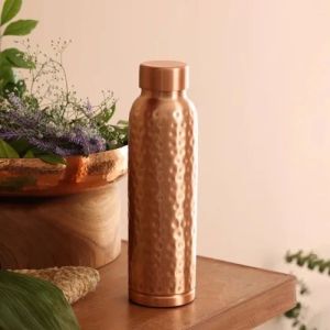 1 Litre Hammered Copper Water Bottle