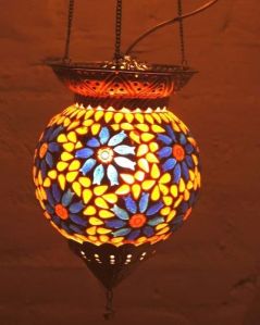 Multicolor Mosaic Glass Hanging Lamp